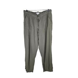 Market & Spruce‎ Green Linen Elastic Waist Pants Beachy Resort Wide Large